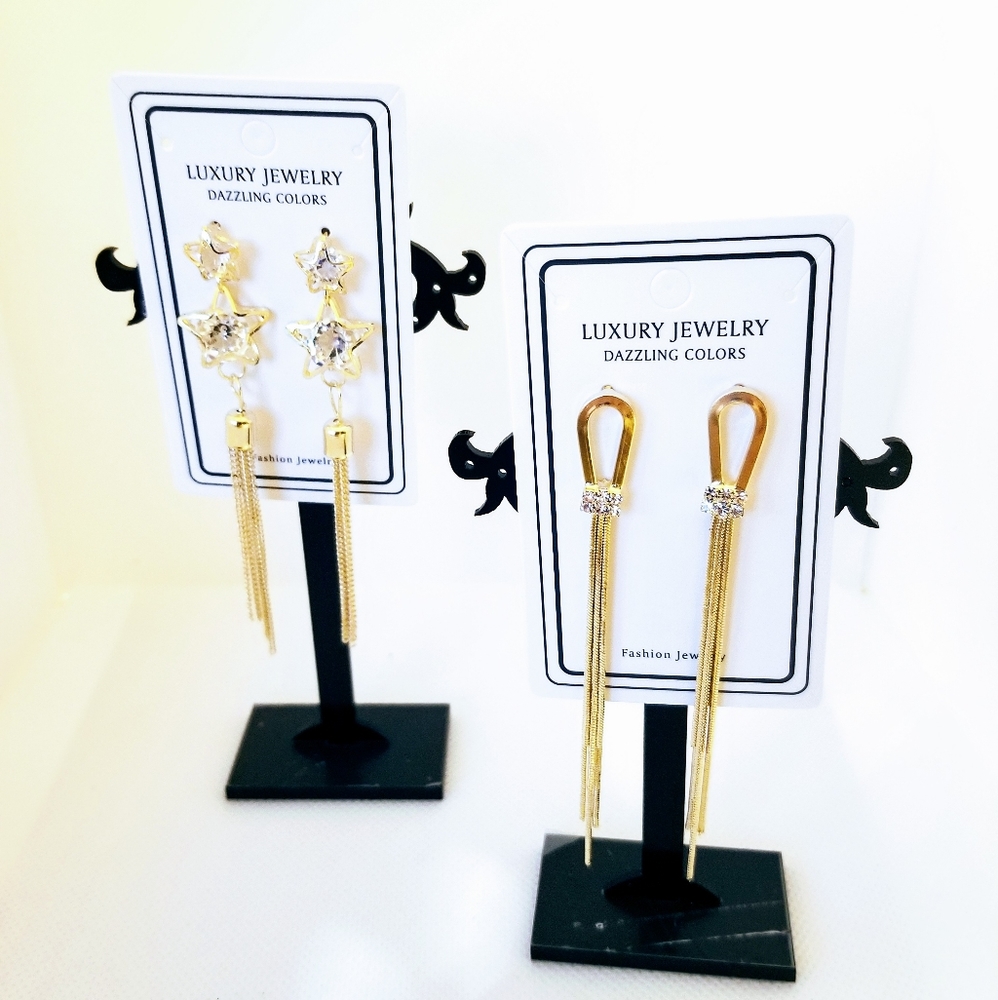 Gold Chain Earrings Long Bridal Earrings
